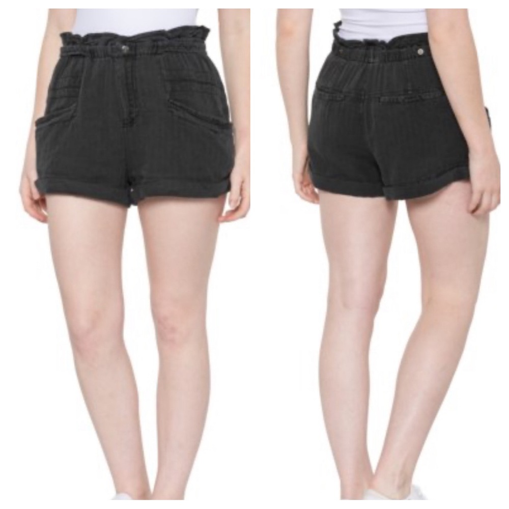 Free People Topanga Cuff Shorts paperbag BLACK NEW M pockets athletic athleisure - Picture 2 of 8